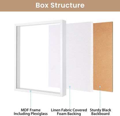 Califortree 8x8 Shadow Box Frame with Soft Linen Back - Push Pins Included, Memory Box Display Case for Flower, Tickets and 3D Items, Black