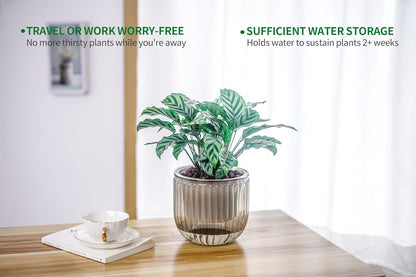 Melphoe 2 Pack Self Watering Hanging Planters Indoor Flower Pots, 6.5 Inch Outdoor Hanging Basket, Plant Hanger with 3Hooks Drainage Holes for Garden Home (Emerald)