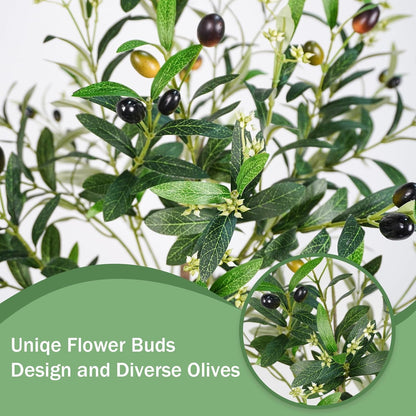 Artificial Olive Tree with White Pot,6FT high, Fake Tree containing 1440 Dense Leaves and 80 Highly Simulated Olive Fruits, Suitable for Home Office Living Room Floor Decoration
