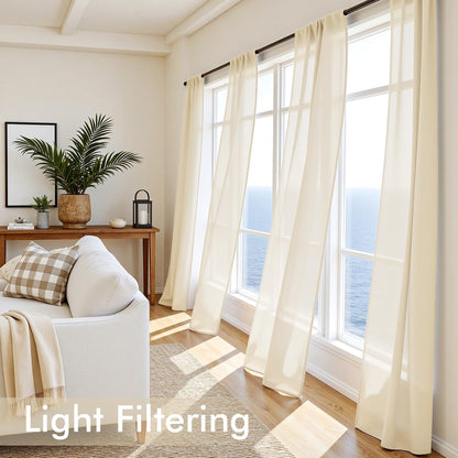 MIULEE White Sheer Curtains 84 Inches Long, 4 Panels Set, Light Filtering Rod Pocket Voile Drapes for Living Room and Bedroom, Airy Soft Fabric Window Treatments, 42 x 84 Inches