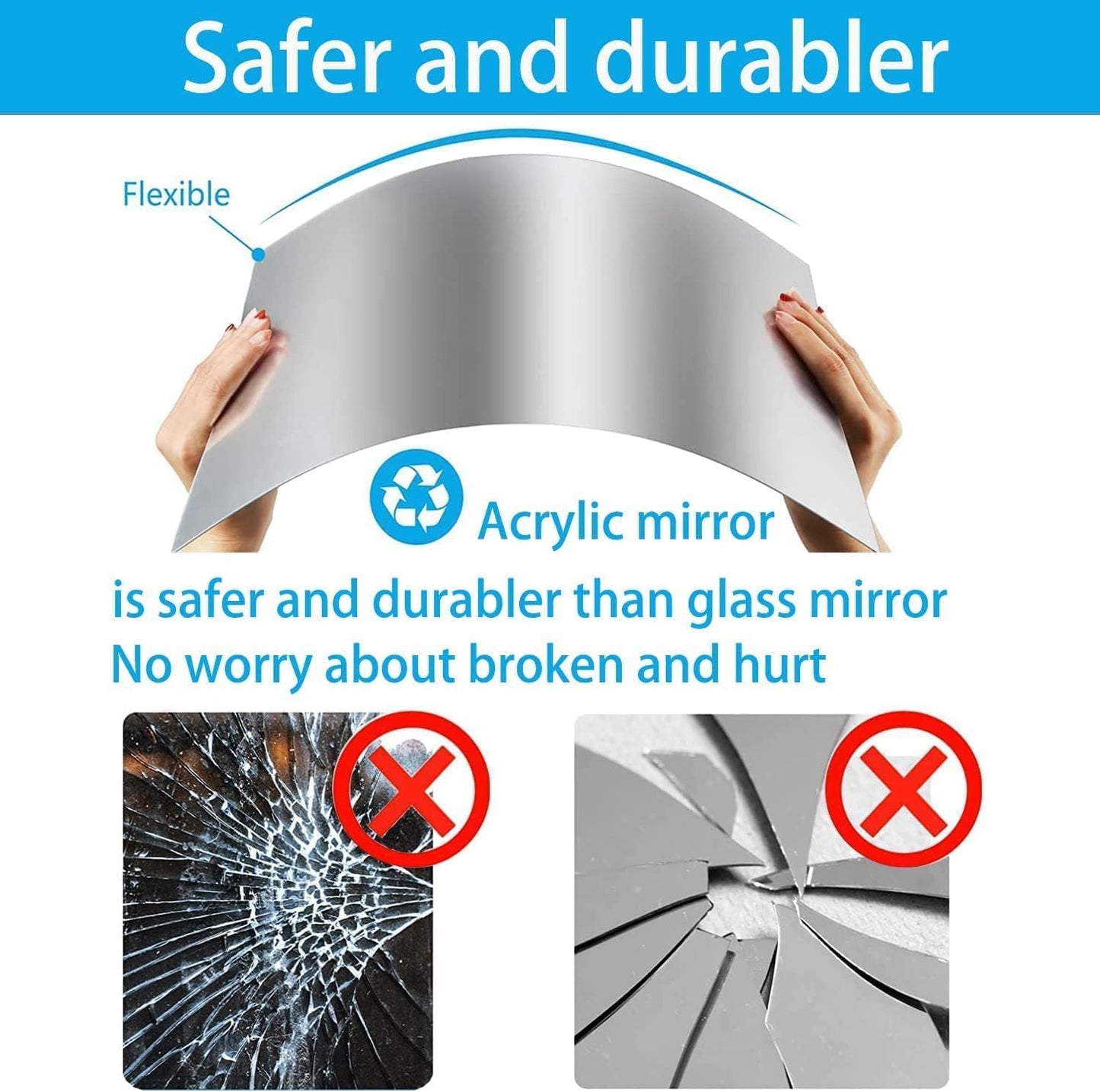 12'' Round Wall Mirror Tiles High Clear Reflecticon Self Adhesive Acrylic Mirror Sheets Circle Stickers for Bathroom, Bedroom, Door, Home Decor