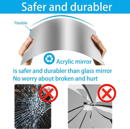 12'' Round Wall Mirror Tiles High Clear Reflecticon Self Adhesive Acrylic Mirror Sheets Circle Stickers for Bathroom, Bedroom, Door, Home Decor