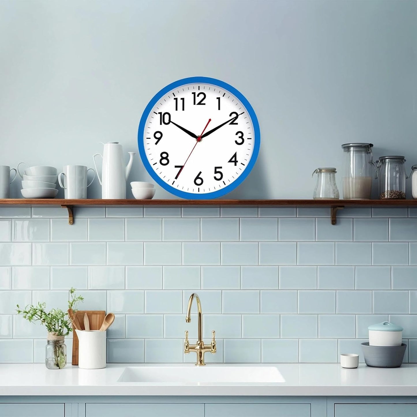 AKCISOT Wall Clock, Modern Small Wall Clocks Battery Operated 8 Inch, Silent Non-Ticking Analog Classic for Office, Home, Bathroom, Kitchen, Bedroom, School(Black)