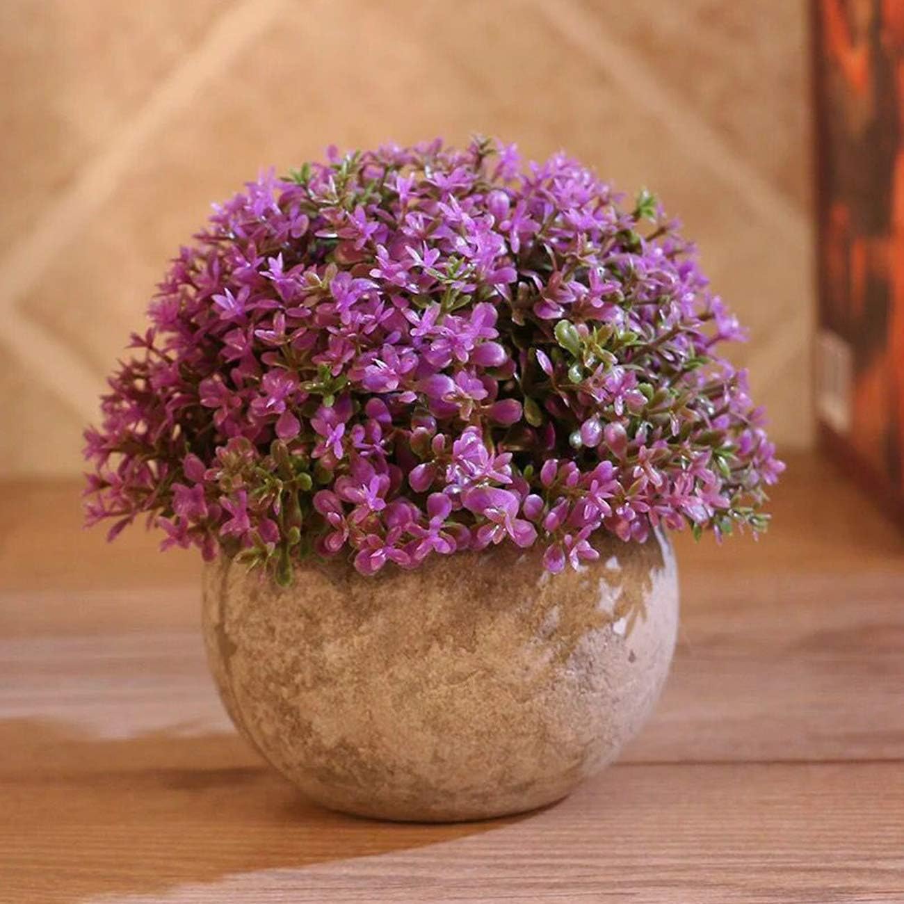 Ogrmar Mini Plastic Faux Plants in Pot/Small Topiary Shrubs Fake Greenery for Bathroom, House Decorations (Green Grass)