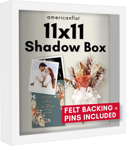 Americanflat 12x16 Shadow Box Frame with Polished Plexiglass - Silhouette Collection - Large Shadow Box Display Case for Tabletop and Wall Display - Black with Soft Felt Back