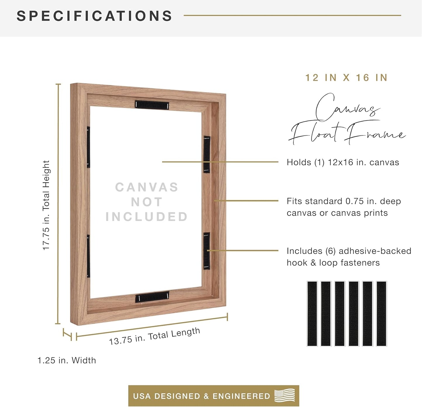 MCS Canvas Float Frames 8x10 Frame, Black Frame for Finished Canvases, Vertical & Horizontal Wall Hanging Frame with Adhesive for Canvas Paintings (1-Pack)