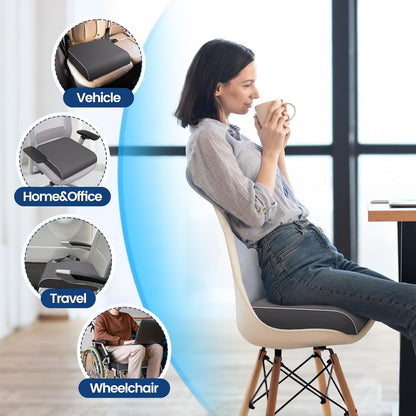 SweetSlubr Seat Cushion for Tailbone Pain Relief, Office Chair Cushion, Memory Foam Large Cushion with Non-Slip Cover for Soft Support at Office Chair, Car Seat, Airplane, Floor Pillow, Black/Large