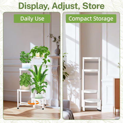 iDavosic.ly Plant Stand Indoor Outdoor, 5 Tier Corner Metal Flower Display Holder Shelf, Folding Tall Orchid Rack for Patio Balcony Porch Garden Living Room House, Black