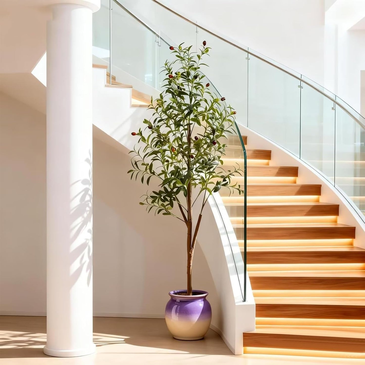 6FT Artificial Olive Tree Indoor, Tall Faux Olive Tree with Pot&Basket, Large Fake Olive Tree with Realistic 1080 Silk Leaves and 60 Fruits for Living Room Home Office Decor.