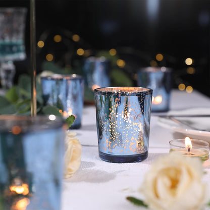 LETINE Gold Votive Candle Holders Set of 36 - Speckled Mercury Gold Glass Candle Holder Bulk - Ideal Spring Summer Decor for Wedding Centerpiece Table，Valentine's Day Decorations Indoor