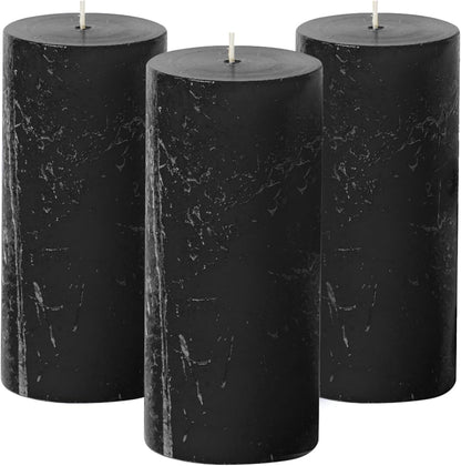 Simply Soson 3x6 inch Ivory Pillar Candles Set of 3, Rustic Texture, Unscented Ivory Candles, Dripless Candles, 3 inch Pillar Candles Ideal as Wedding, Parties, Spas, Dinner, Home Decoration, Church