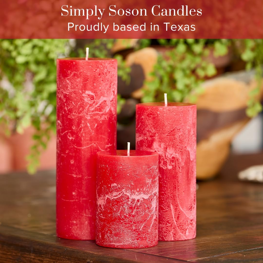 Simply Soson 3x6 inch Ivory Pillar Candles Set of 3, Rustic Texture, Unscented Ivory Candles, Dripless Candles, 3 inch Pillar Candles Ideal as Wedding, Parties, Spas, Dinner, Home Decoration, Church