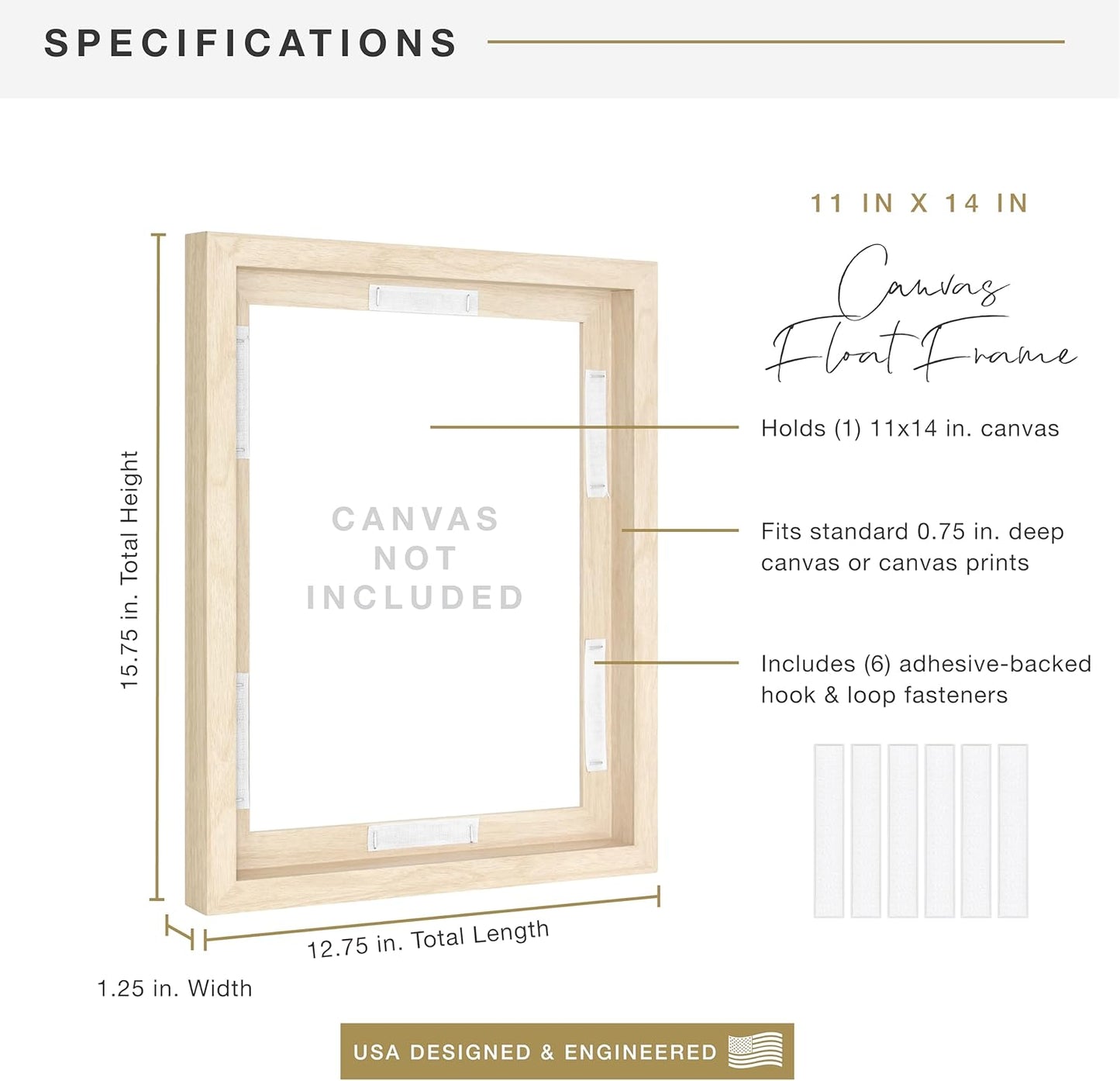 MCS Canvas Float Frames 8x10 Frame, Black Frame for Finished Canvases, Vertical & Horizontal Wall Hanging Frame with Adhesive for Canvas Paintings (1-Pack)