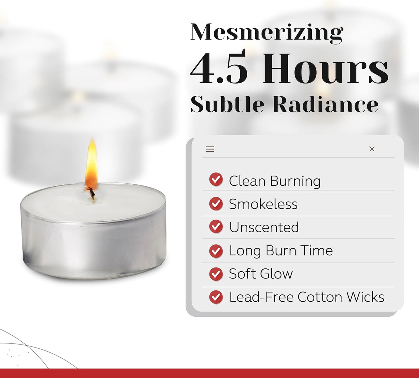 500 Pack Tealight Candles in Metal Cups - Clean, White Unscented Tealight Candles with 3 Hour Long Burning Time for Romantic Dinner, Weddings, Spa & Hotels