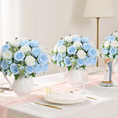 MARTINE MALL 2 Packs Peonies Artificial Flowers, Light Pink Artificial Peonies, Silk Peonies Flowers Fake Peonies Artificial Flowers Peonies Bouquet for Centerpiece Table Wedding Party Home Decor