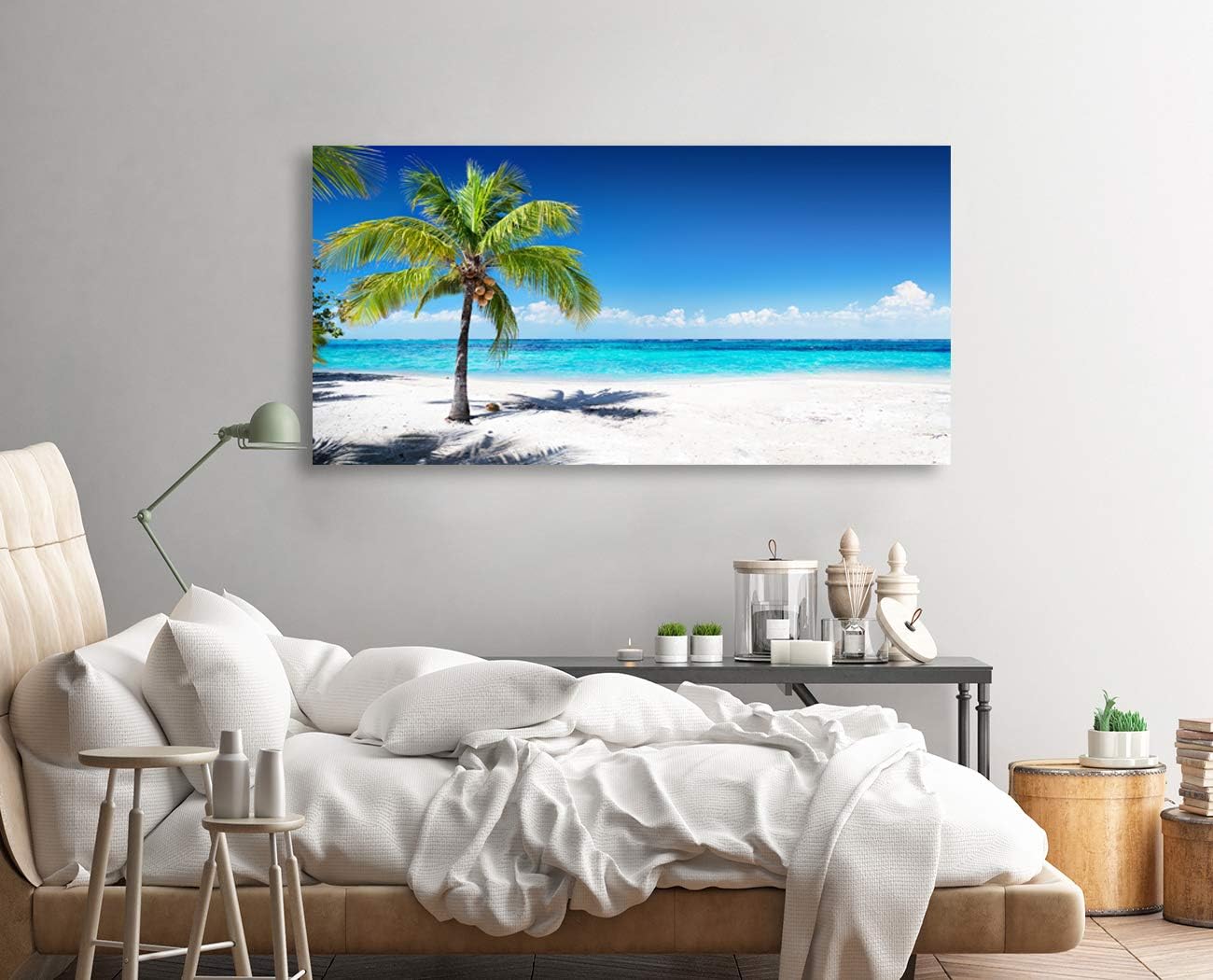 Baisuart S02250 Canvas Prints Wall Art Beach Sunset Ocean Waves Nature Pictures Stretched Canvas Wooden Framed for living Room Bedroom and Office