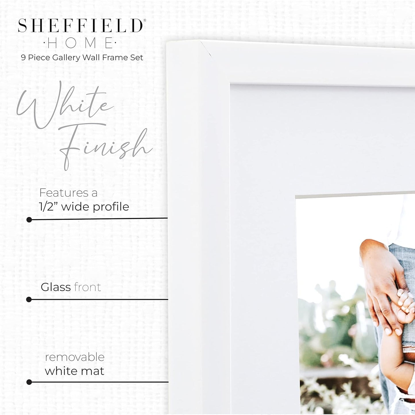 Sheffield Home 9 Piece Gallery Wall Frame Set, 11x14 in. matted to 8x10 in. (Matte Black)