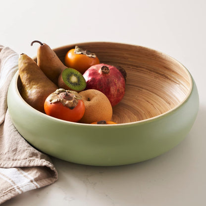 Fruit Bowl for Kitchen Counter – Handmade Spun Bamboo, Large 11.75" Fruit Basket, Eco-Friendly Decorative Serving Bowl for Home Decor, Produce Storage & Centerpiece (Gray)
