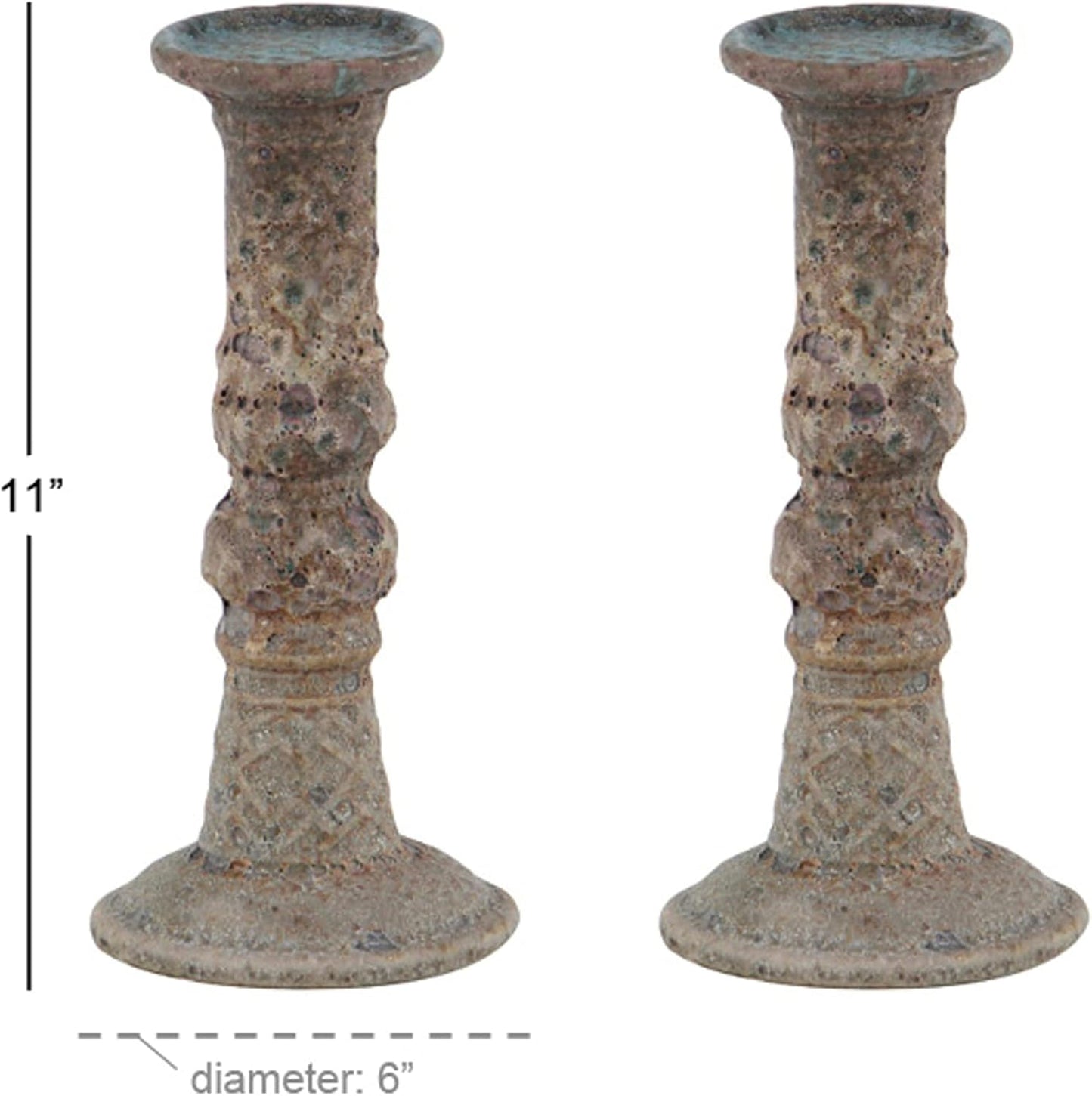 Deco 79 Metal Abstract Decorative Candle Holder Mushroom Inspired Candle Stand, Set of 2 Candlestick Holder 11", 14"H, Gold