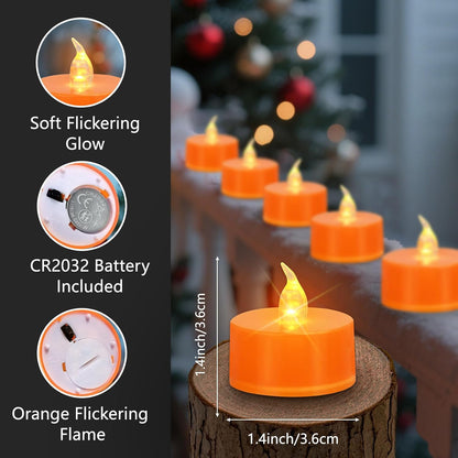LED Tea Lights - 12 Pack Flameless Battery Operated Candles, 200+ Hours Flickering Warm White, Realistic Fake Tealights for Weddings, Home Decor, Parties, and Sweetest Day
