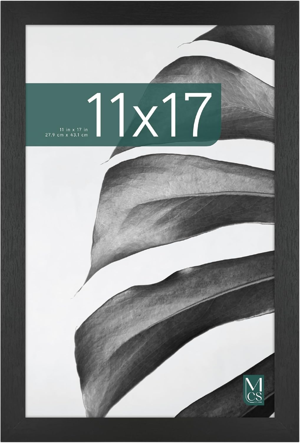 MCS Studio Gallery 16x24 Poster Frame Black Woodgrain Engineered Wood, Vertical & Horizontal Wall Hanging Large Picture Frame for Photos, Posters & Art Prints (1-Pack)