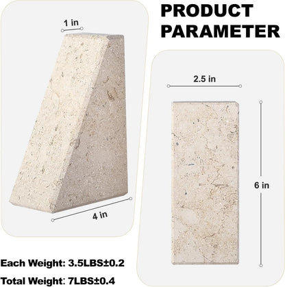 Karibiber Travertine Bookends for Heavy Books, Marble Decorative Bookends for Shelves, Heavy-Duty Stone Book Ends for Hardback Book & Cookbooks, Unique Book Stopper & Holder, Travertino Italy