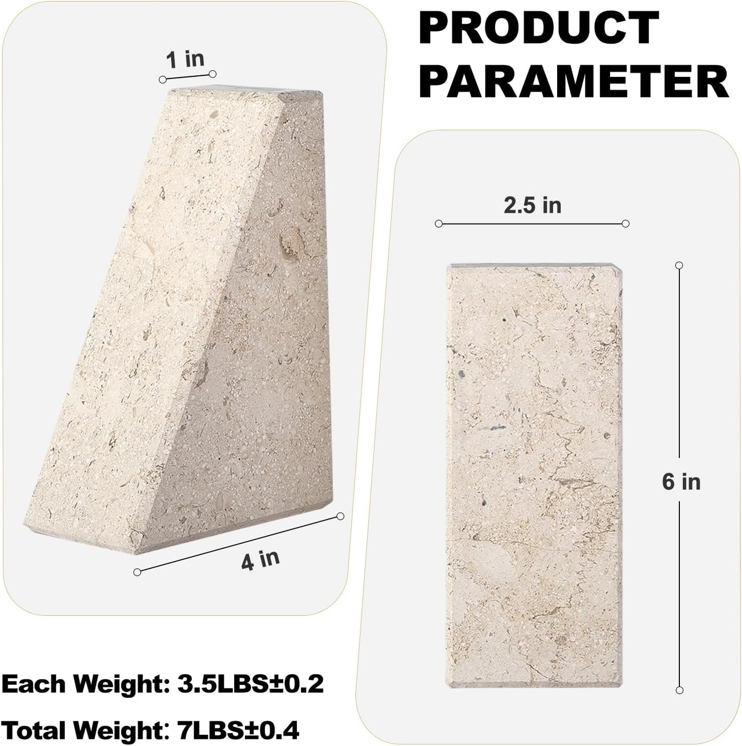 Karibiber Travertine Bookends for Heavy Books, Marble Decorative Bookends for Shelves, Heavy-Duty Stone Book Ends for Hardback Book & Cookbooks, Unique Book Stopper & Holder, Travertino Italy