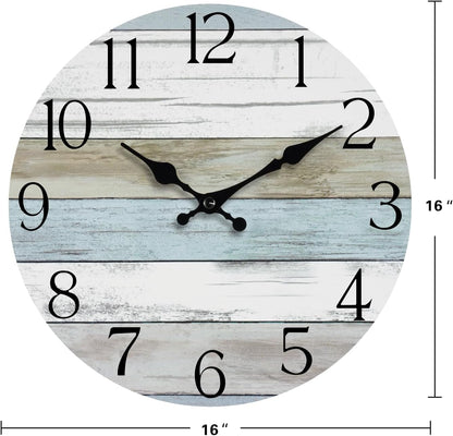 Wall Clock, Rustic Wall Clocks Battery Operated Silent Non Ticking, Country Round Wooden Clocks Farmhous Wall Decorative for Kitchen, Bathroom, Living Room (Gray 8 Inch)