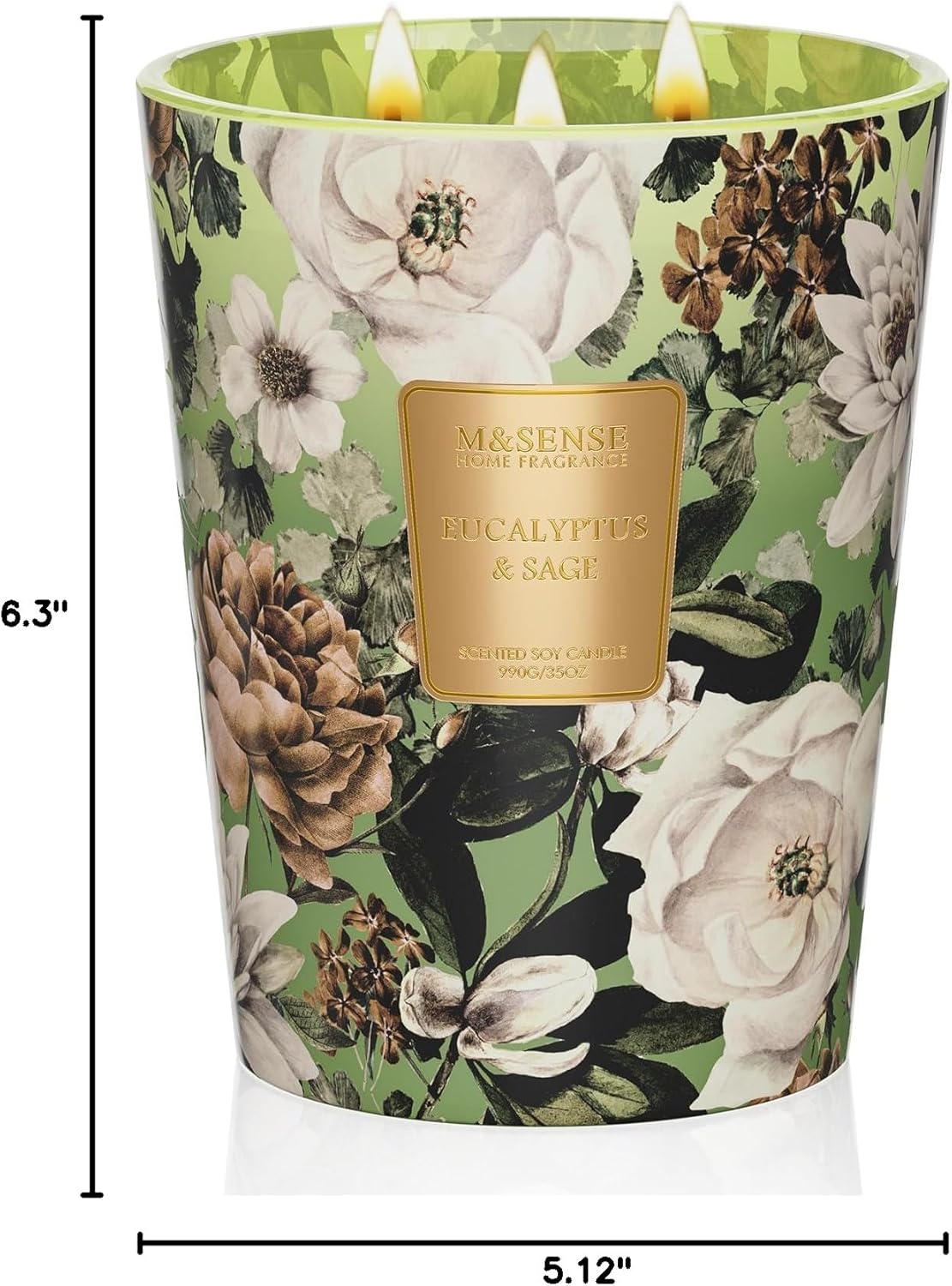 M&SENSE Jasmine Candles Highly Scented 3 Wick 35oz 150 Hours Burn Extra Large Jar Candles for Women, Natural Soy Wax Aromatherapy Candle for Stress Relief, Meditation, Yoga, Spa - Colors B