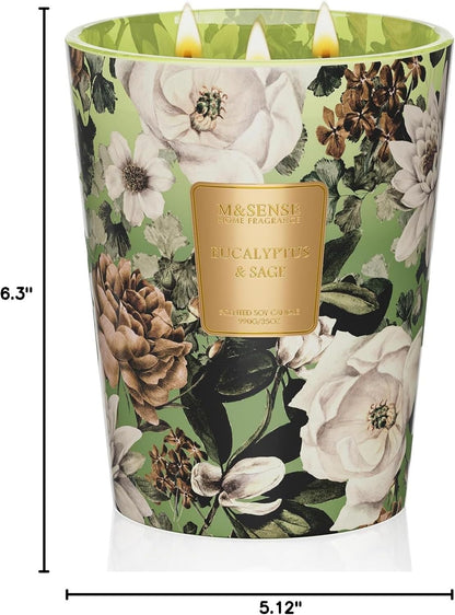 M&SENSE Jasmine Candles Highly Scented 3 Wick 35oz 150 Hours Burn Extra Large Jar Candles for Women, Natural Soy Wax Aromatherapy Candle for Stress Relief, Meditation, Yoga, Spa - Colors B