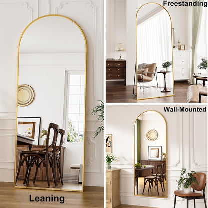 Mirror Full Length, 71"x26" Arched Full Length Mirror, Arch Mirror with Stand, Large Standing Mirrors, Oversized Full Body Mirrors with Aluminum Frame for Bedroom, Living Room (White)