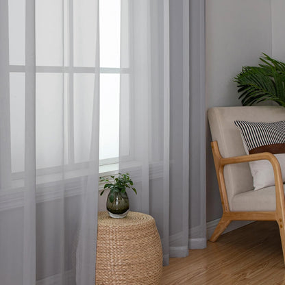 Chyhomenyc Sheer White Valances for Windows 2 Pack, Small Window Curtains for Living Room Bathroom Cafe Laundry Basement, Modern Top Dual Rod Pocket Voile Curtain, 42W x 14L inches, White - Colors B