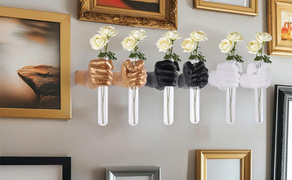 2 Pieces Wall Sculptures, Hands Vase Home Decor, Wall Mount Art Sculpture, Unique Wall Art Statue, Funky Flower Vase Decorations, Modern Eclectic Hanging Decor,Hands Statue (Black)