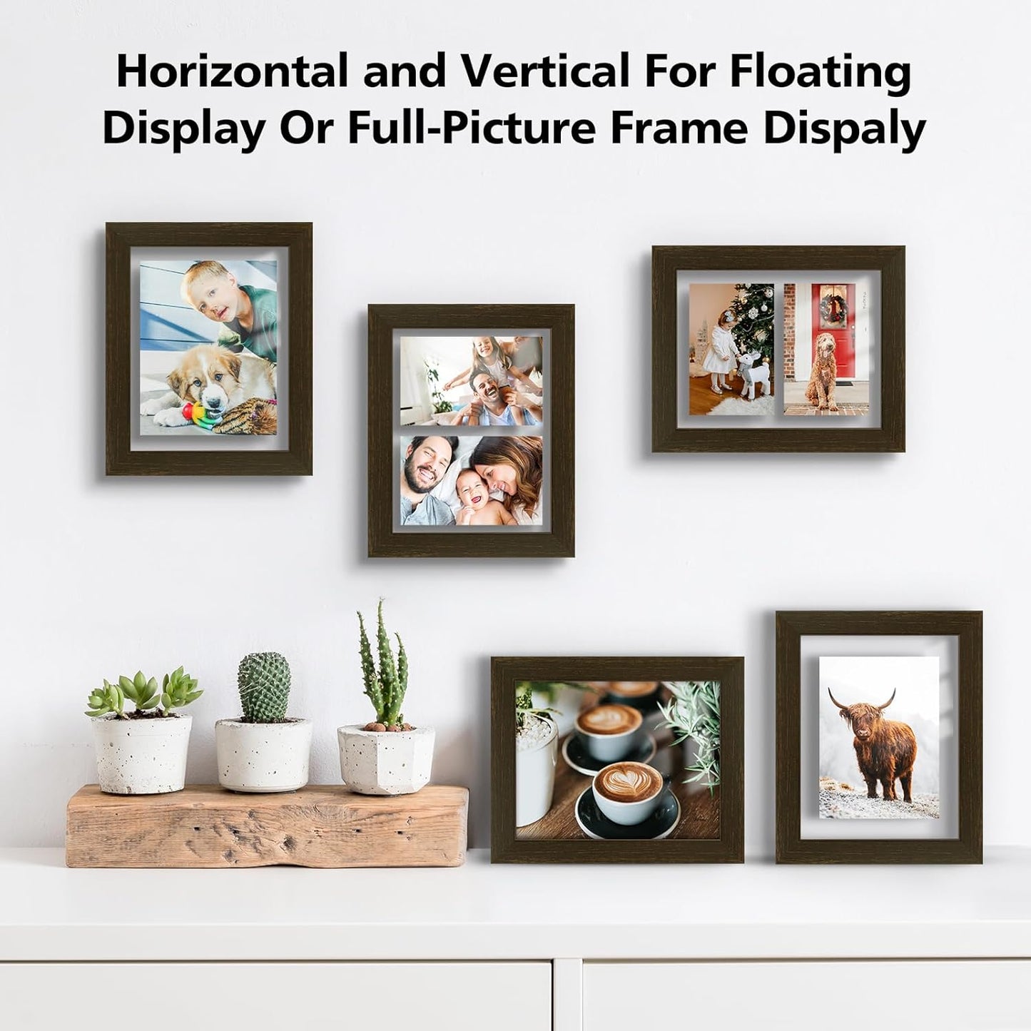 Golden State Art, 11X14 Floating Picture Frame, Black Wood Frame Display Any Size Photo Up To 11X14, Pressed Flower Frames with Hanging Hardware - Horizontal And Vertical Formats for Wall