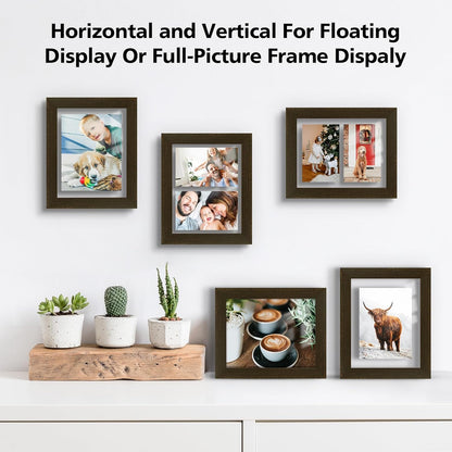 Golden State Art, 11X14 Floating Picture Frame, Black Wood Frame Display Any Size Photo Up To 11X14, Pressed Flower Frames with Hanging Hardware - Horizontal And Vertical Formats for Wall