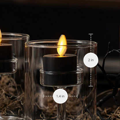 Luminara Flickering Flameless Pearl Ivory Tealights - Warm LED Light Flame Votives - Battery Operated Decor for Dining Room Table Centerpieces, Fireplace Mantel, Dinner Party, Reception - Set of 4