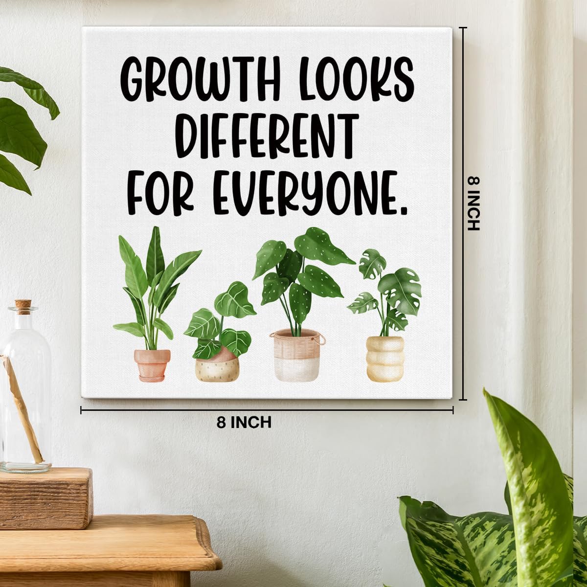 Inspirational Farmhouse Canvas Print Wall Art Decor One Small Positive Thought in the Morning Can Change Your Whole Day Sign Painting Plaque Rustic Home Decoration (8 X 8 Inches, Framed)