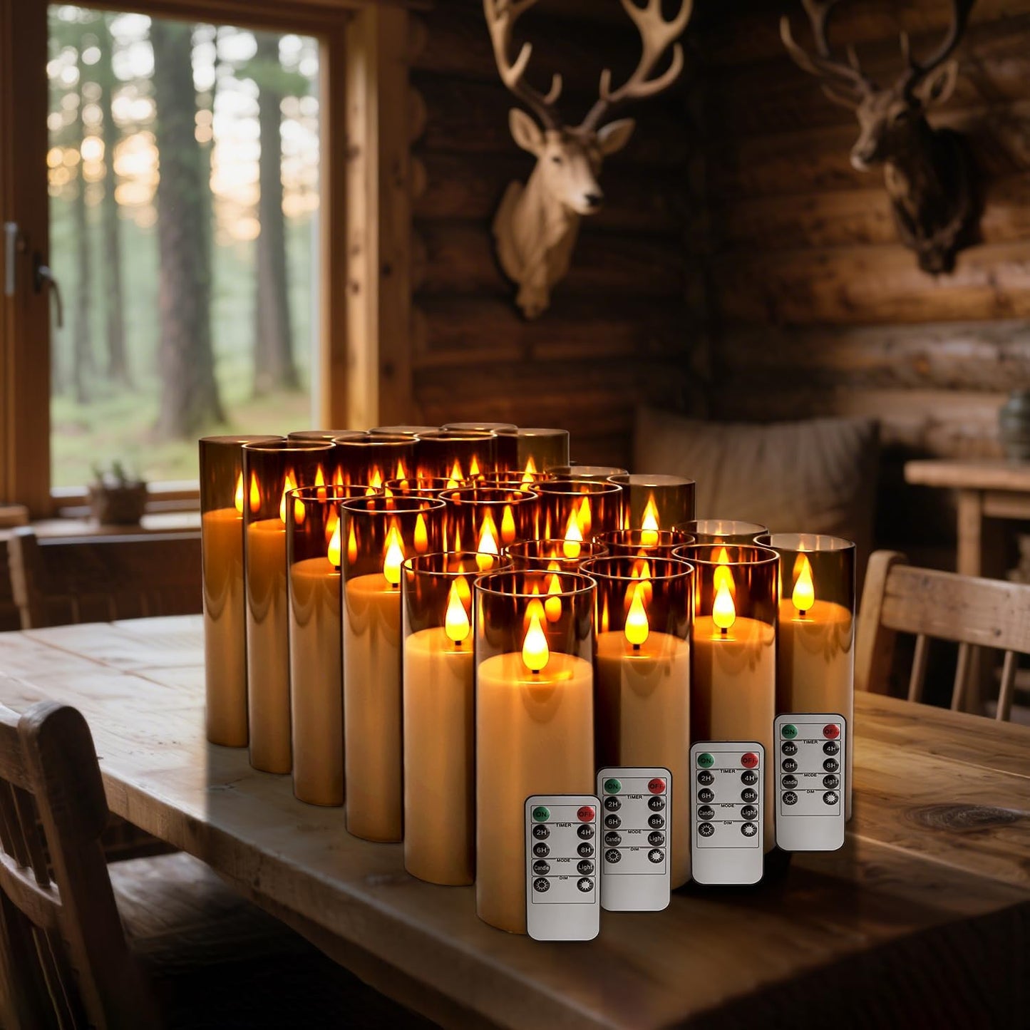 48- Pack of 3 Sizes of LED Flameless Candles.This Candle is Suitable for café, Fancy Restaurant, Bookstore and Other Scenes to Create a Relaxing and Romantic Atmosphere.