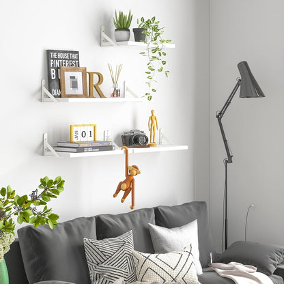 YGEOMER Floating Shelves for Wall, Different Sizes Dark Carbonized Brown Wall Shelves for Living Room, Bathroom, Bedroom, Kitchen, Home Decor (Set of 4)