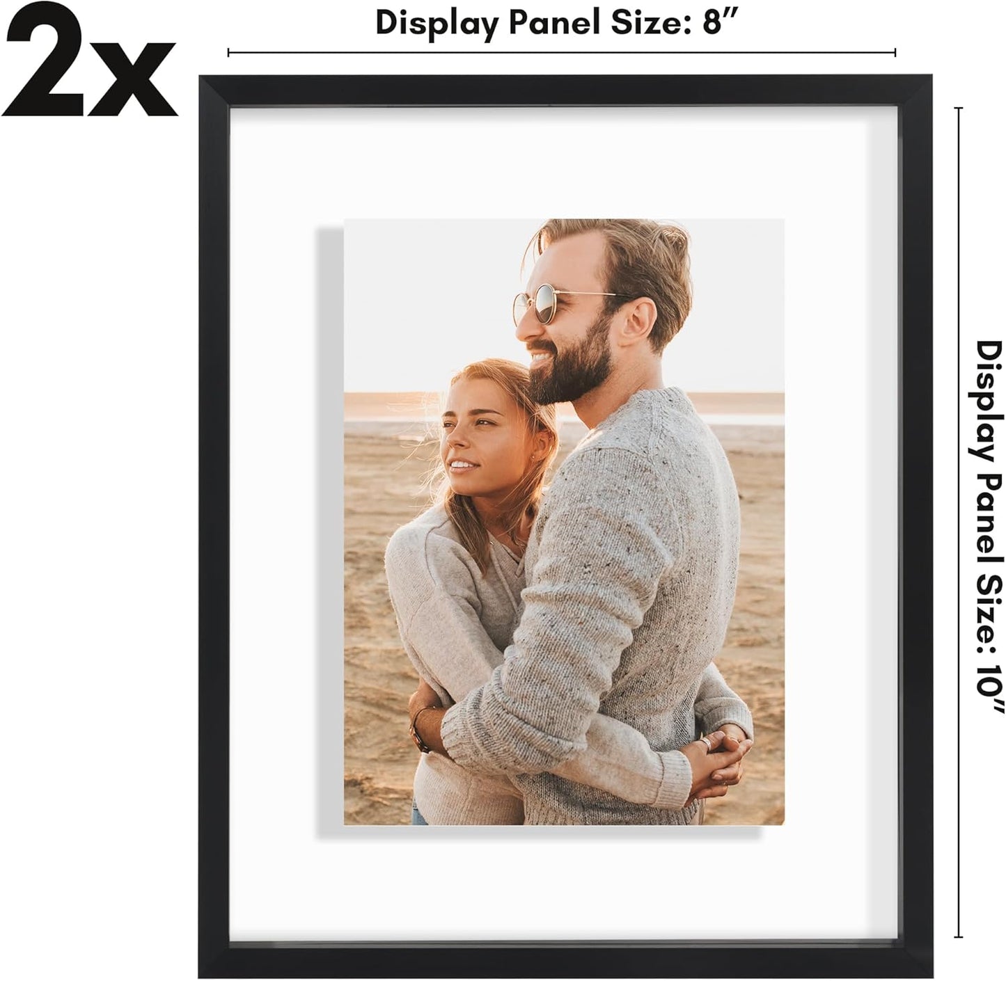 Americanflat Aluminum 11x14 Floating Picture Frame with Shatter-Resistant Glass - Use as 8x10 Picture Frame or Display 11x14 Photo - Signature Float Collection - Photo Frames for Wall Display - Black