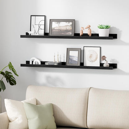 upsimples 6 Pack Wooden Floating Shelves, Wall Storage Decor Shelf for Bathroom, Bedroom, Living Room, Kitchen, Office and Laundry Room, Wall Mounted Display Hanging Shelf, Brown