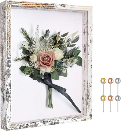 Califortree 8x8 Shadow Box Frame with Soft Linen Back - Push Pins Included, Memory Box Display Case for Flower, Tickets and 3D Items, Black