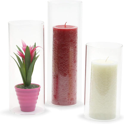 WGVI Hurricane Candle Holder Sleeve, Wide 4", Height 10", Clear Glass Cylinder Candleholder, Chimney Tube, Open Ended Candle Shade, 1 Piece - Colors B