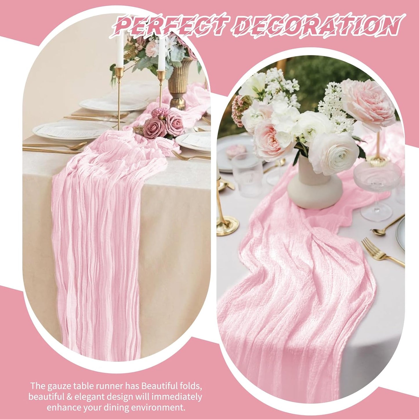 10 Pack Beige Cheesecloth Table Runner 17x108 Inch Boho Gauze Cheese Cloth Table Runners for Wedding Party Baby Shower Birthday Home Decor
