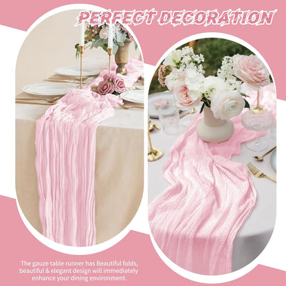 10 Pack Beige Cheesecloth Table Runner 17x108 Inch Boho Gauze Cheese Cloth Table Runners for Wedding Party Baby Shower Birthday Home Decor