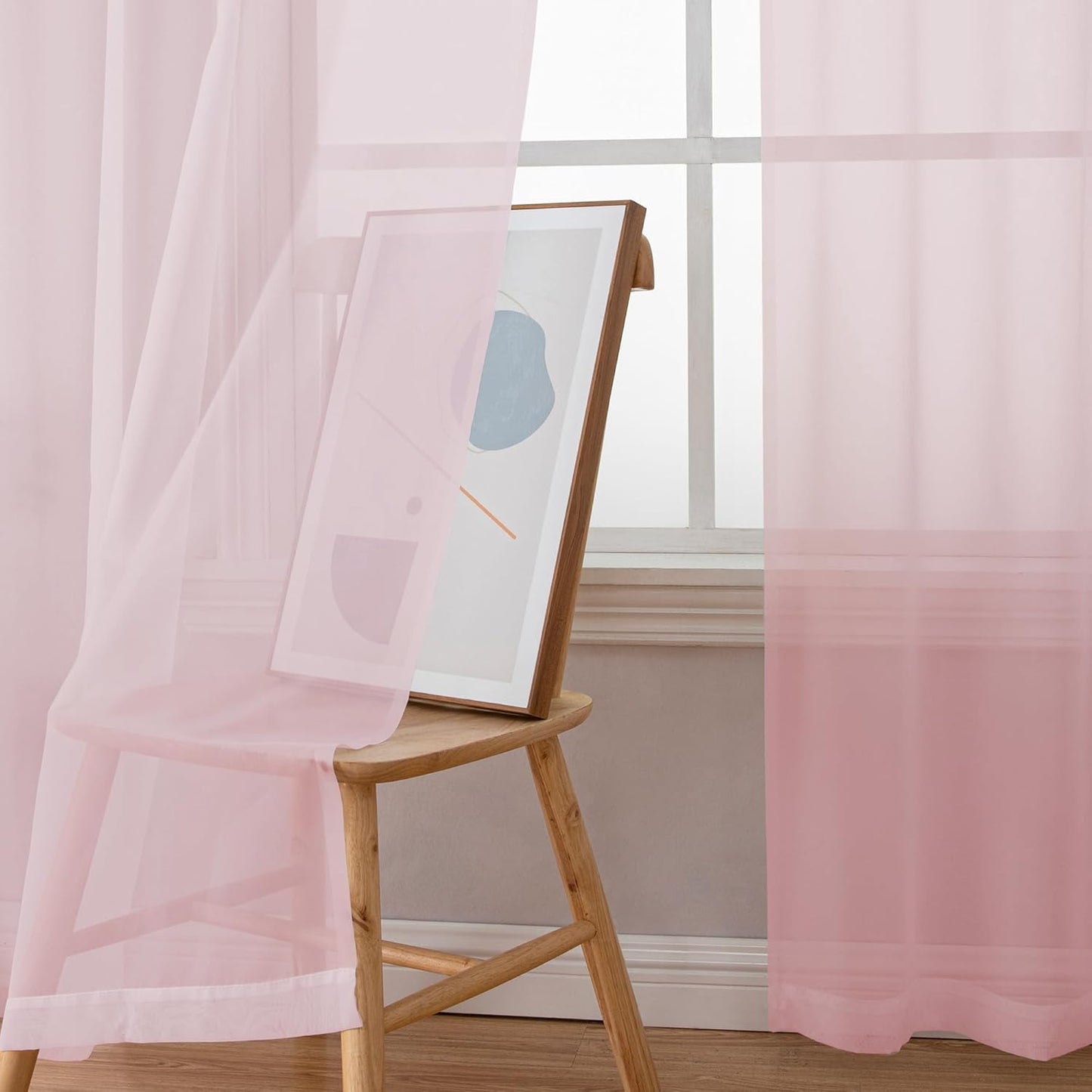 OWENIE Sheer Curtains 84 inches Long 2 Panels Set for Living Room/Bedroom, Rod Pocket Voile Sheer Panel Drapes, White, 2pcs, Each 42" W x 84" L - Colors A