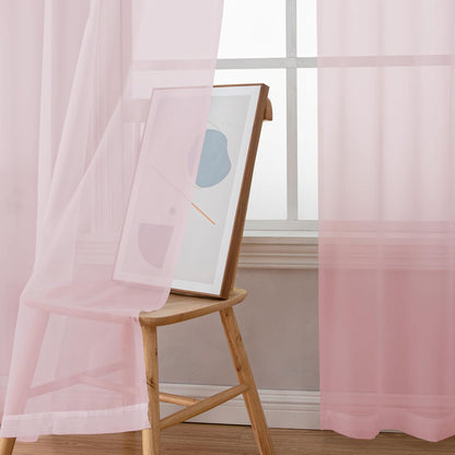 OWENIE Sheer Curtains 84 inches Long 2 Panels Set for Living Room/Bedroom, Rod Pocket Voile Sheer Panel Drapes, White, 2pcs, Each 42" W x 84" L - Colors A