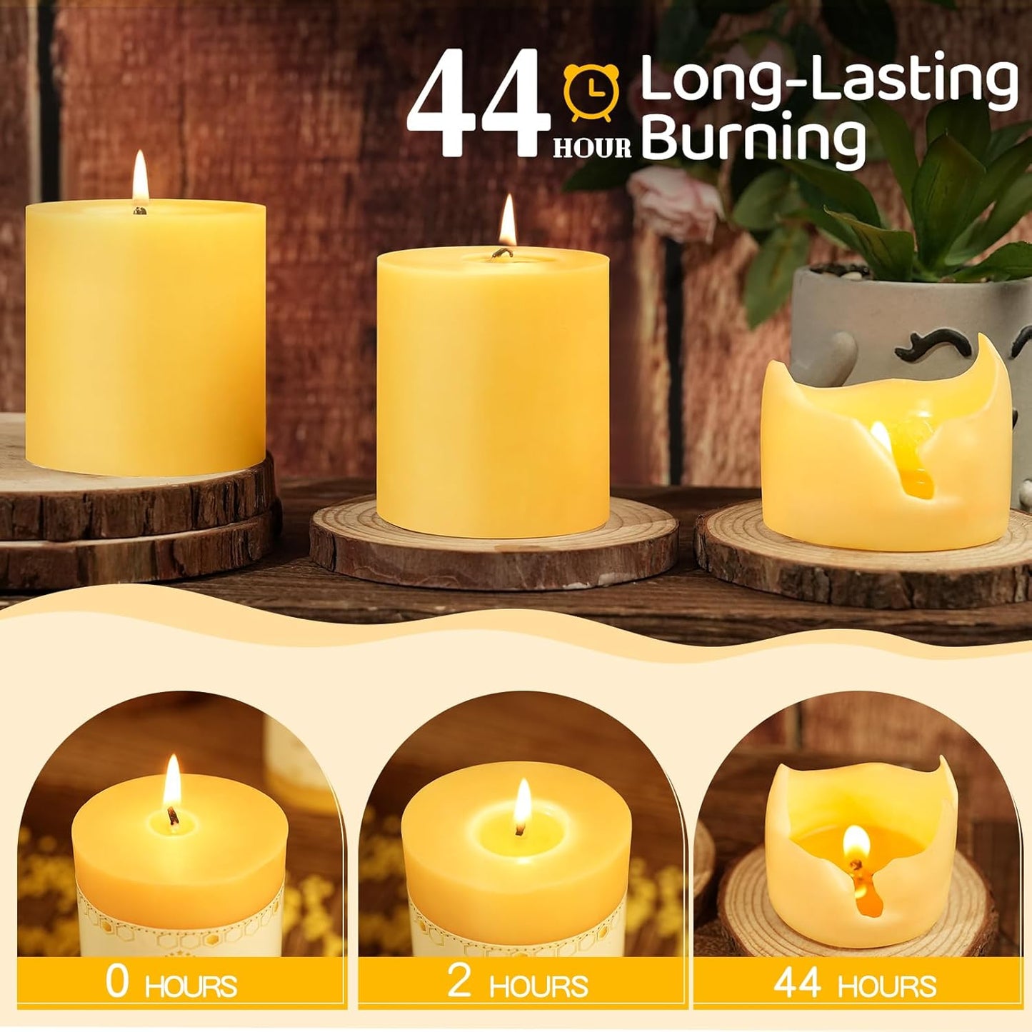 6 Pack Natural Beeswax Pillar Candles,100% Pure Beeswax Candles-210 Hours Long Burning,Organic Bees Wax Candles for Home,Emergency,Prayer,Parties,Unscented Dripless Smokeless Beeswax Candle Bulk 2x4in