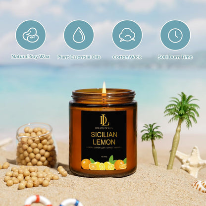 Scented Candles Set, 4 Pack Soy Candles for Home Scented, Candle Gifts for Men Women, Scents of Pineapple Cocktail/Coconut Vanilla/Pink Sands/Bahamian Breeze