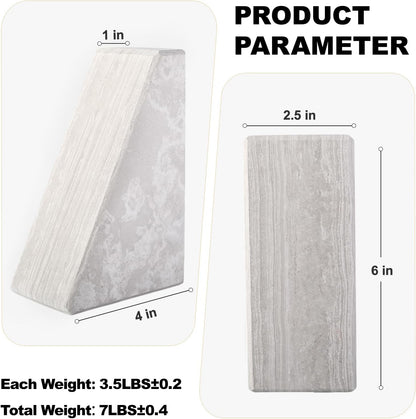 Karibiber Travertine Bookends for Heavy Books, Marble Decorative Bookends for Shelves, Heavy-Duty Stone Book Ends for Hardback Book & Cookbooks, Unique Book Stopper & Holder, Travertino Italy